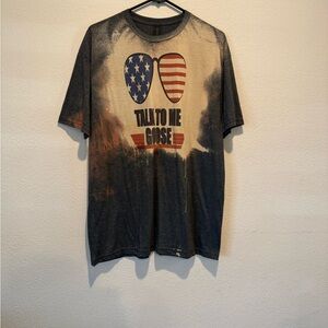 Gildan Softstyle Heathered Black & Cream Graphic Tee with Red Accent